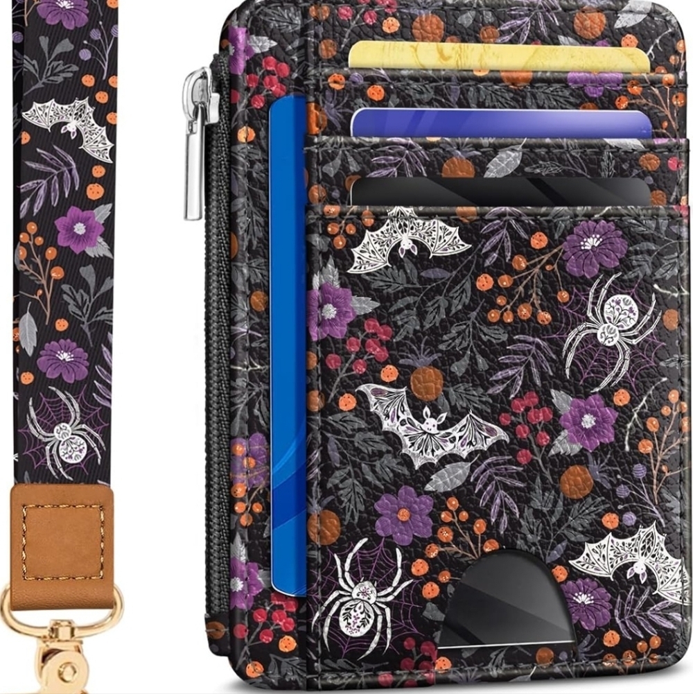 Floral Bat Design Phone Wallet Case